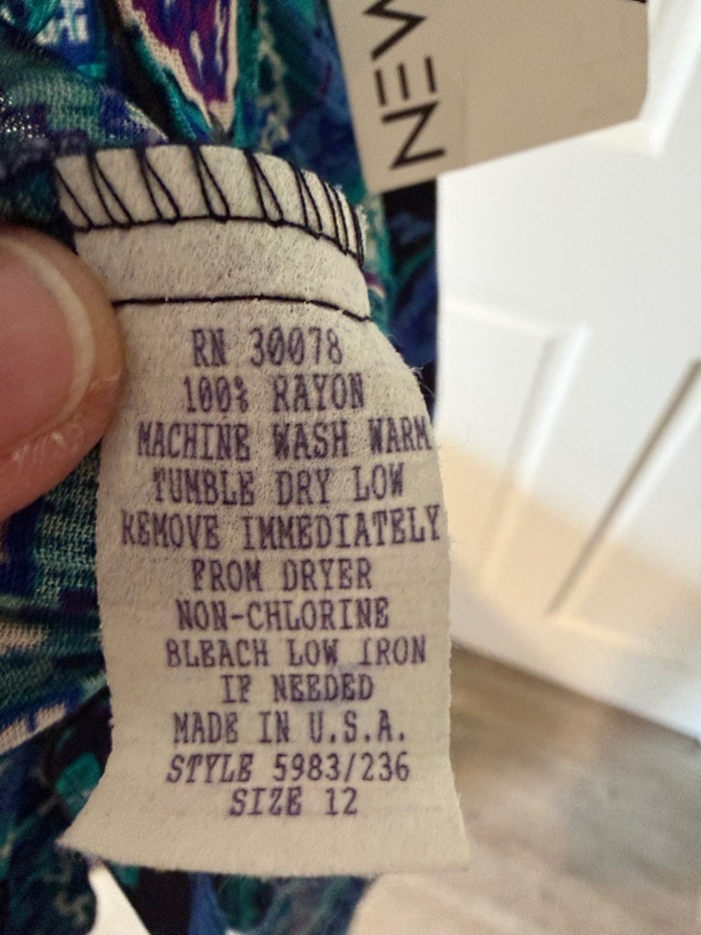 NWT Vintage New Concepts by Koret Rayon Midi Skirt Boho Paisley Teal Purple  12 - Picture 5 of 7